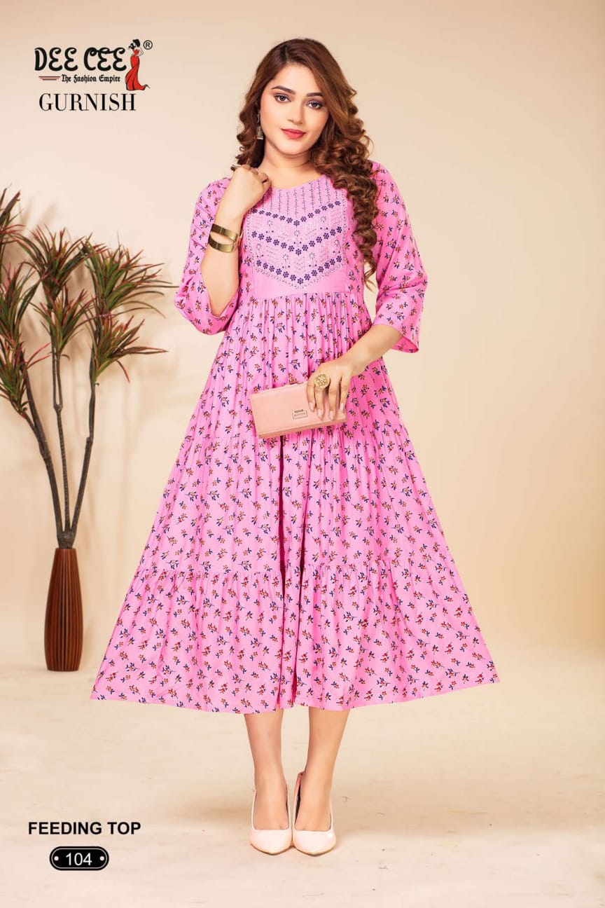 Gurnish By Dee Cee Rayon Printed Anarkali Kurtis Wholesale Suppliers In Mumbai
